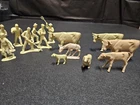 MARX VTG 1950s Farm Figures CREAM Lot 14pc: Farm Hands And Animals Playset Cows