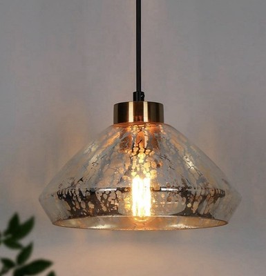 Modern Mercury Glass Pendant Light 9.8  Black Brass Kitchen Island E26