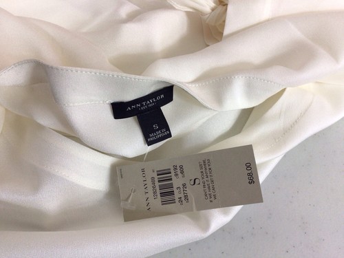 Ann Taylor White Satin Blouse Top Corp Core Womens Small New - Picture 3 of 7