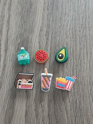 Konvolut Feinschmecker Clogs Jibbitz Schuh Charms x 6 Dunkin Donuts Sprite Avocado