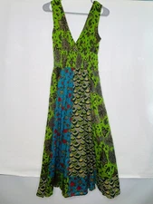 Signature Studio Multicolor Tiered Maxi Sleeveless Cotton Dress Women's Medium
