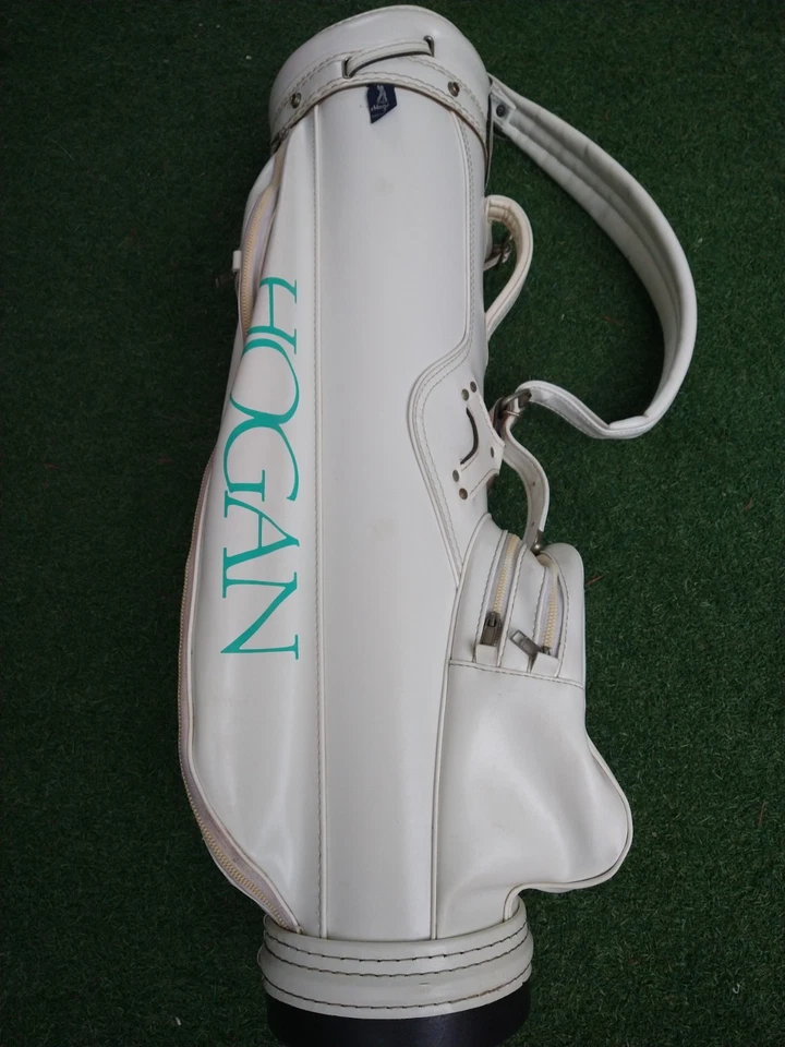 BOLSA DE GOLF DE CUERO BEN HOGAN DE COLECCIÓN 3 VÍAS TONELADAS DE ALMACENAMIENTO HECHA EN EE. UU. BLANCA - ¡BONITA! Foto 4 de 4