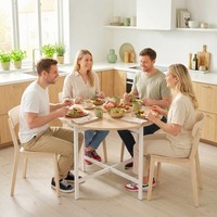 Homcom Esstisch Klappbar, KüChentisch FüR 2-4 Personen Mit Stahleinen, Naturholz
