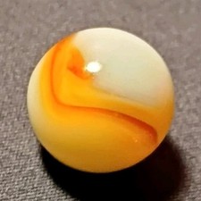 Single Machine Made Glass Swirl Toy Marble, Orange White Swirl, Ages 17