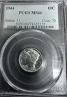 1944 Mercury Dime - MS66 - PCGS - Very Lustrous