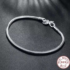 925 Sterling Silver Charm European Bracelet Soft Smooth Snake Bone Bracelets