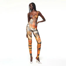 Skims X Roberto Cavalli Tiger Face Print Catsuit Size Small