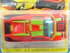 LESNEY MATCHBOX SUPERFAST #27 27 LAMBORGHINI COUNTACH (BLUE GLASS) - CARD