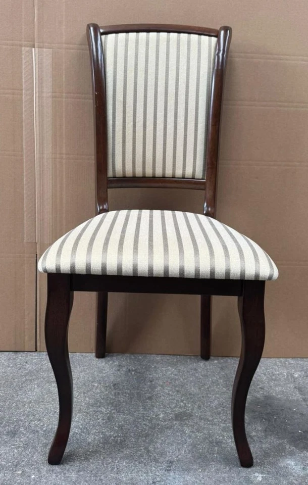 Casa Padrino Barock Esszimmer Stuhl Creme / Silber / Dunkelbraun Esszimmer Möbel