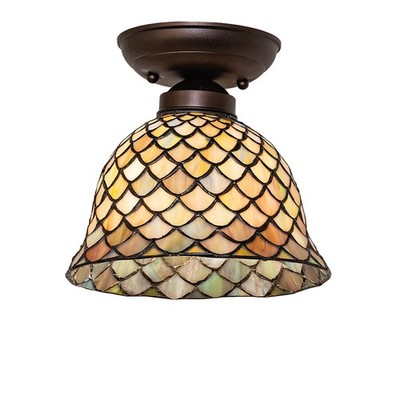 Meyda Lighting 8'' Wide Tiffany Fishscale 1Lt Flushmount, Steel - 275508