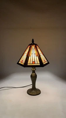 Lámpara de mesa tradicional Tiffany vitral vintage sala de estar luz de noche - Imagen 1 de 4