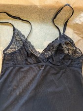 La Perla Black Sheer Mesh Lace Nightgown Slip Dress Chemise Size  M