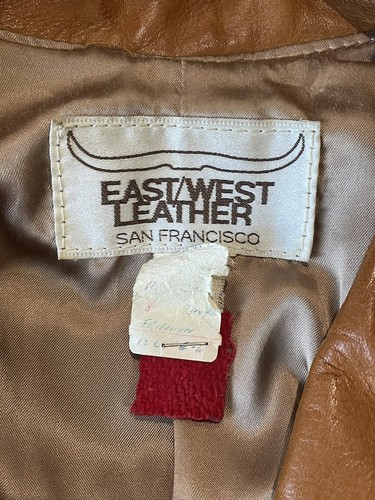 VINTAGE EAST WEST SAN FRANCISCO BROWN LEATHER JACKET SIZE S/M - Picture 7 of 21