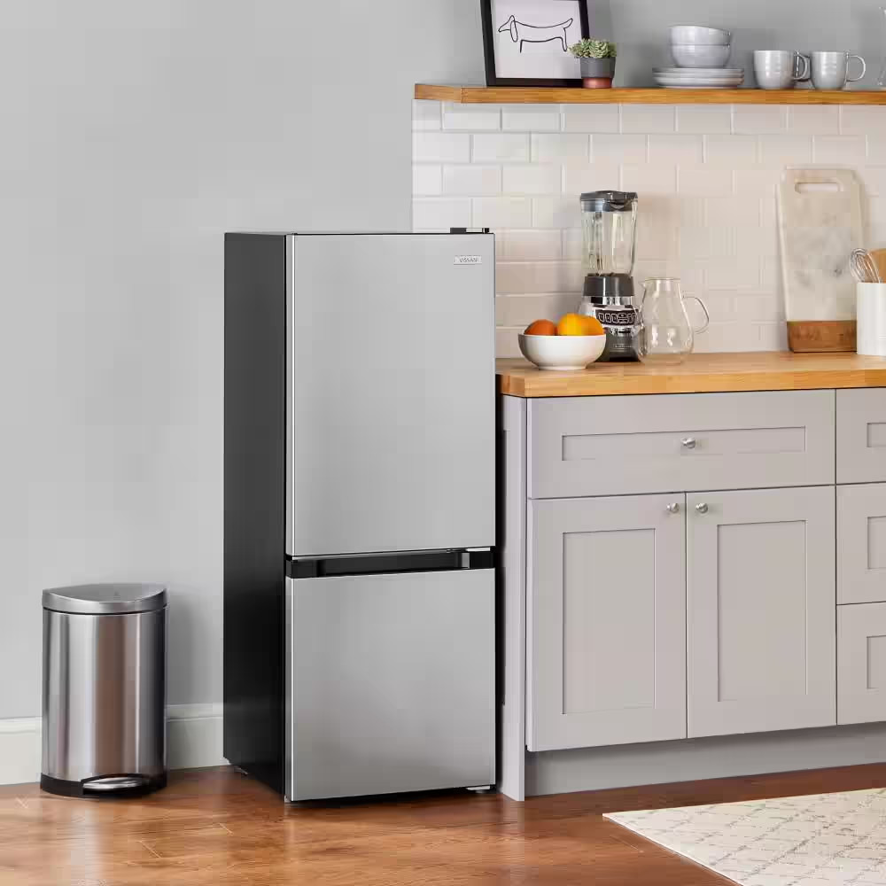18.50 In. 4.7 Cu.Ft. Bottom Freezer Refrigerator in Stainless Steel Look