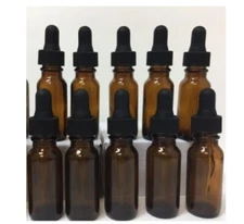 1/2 Oz Amber Glass Bottle with Glass Eye Dropper (15ml) - Pack of 10 New