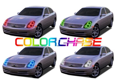 Color Chasing LED Headlight Flow Halo kit for Infiniti G35 03-04