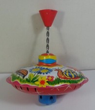 LBZ BOLZ KREISEL GERMANY VTG SPINNING TOP TOUPIE LADY-BUG INSECTS TIN TOY WORKS