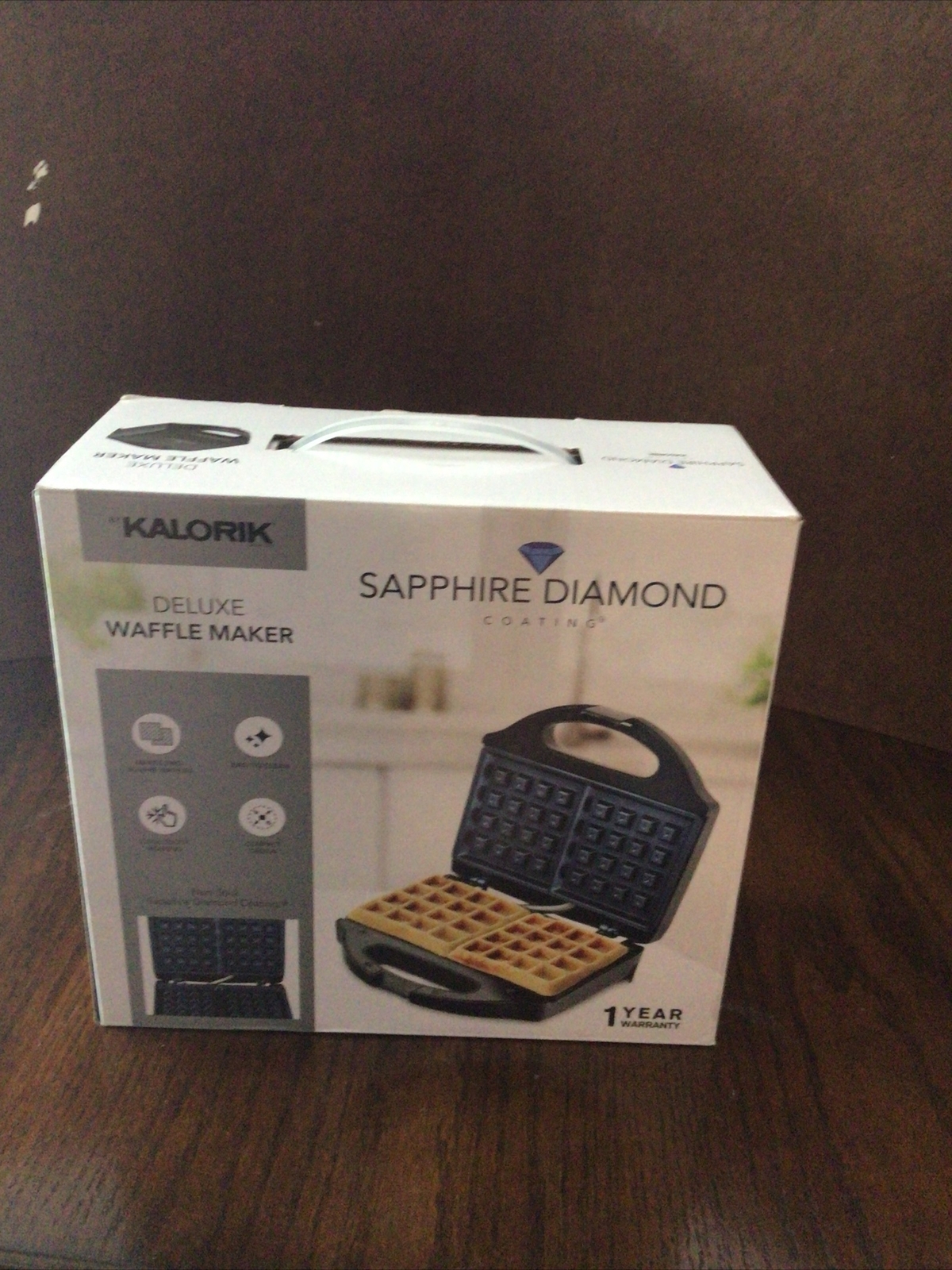 NIB~Deluxe Waffle Maker-Kalorik Sapphire Diamond Coating-Never Used-image