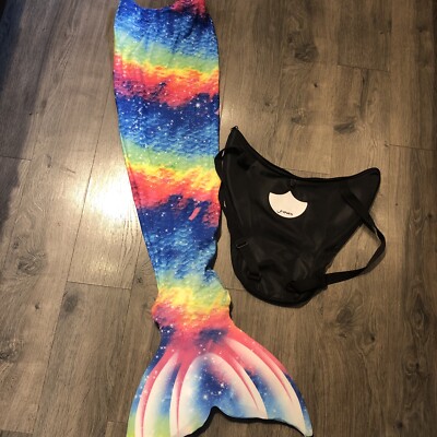 Finis Mermaid Aquarius Monofin Tail Skin Carry Bag Size Small Rainbow Swimsuit