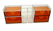 Vintage Clear Orange Frame Cosmetic Desk organizer made In hong kong