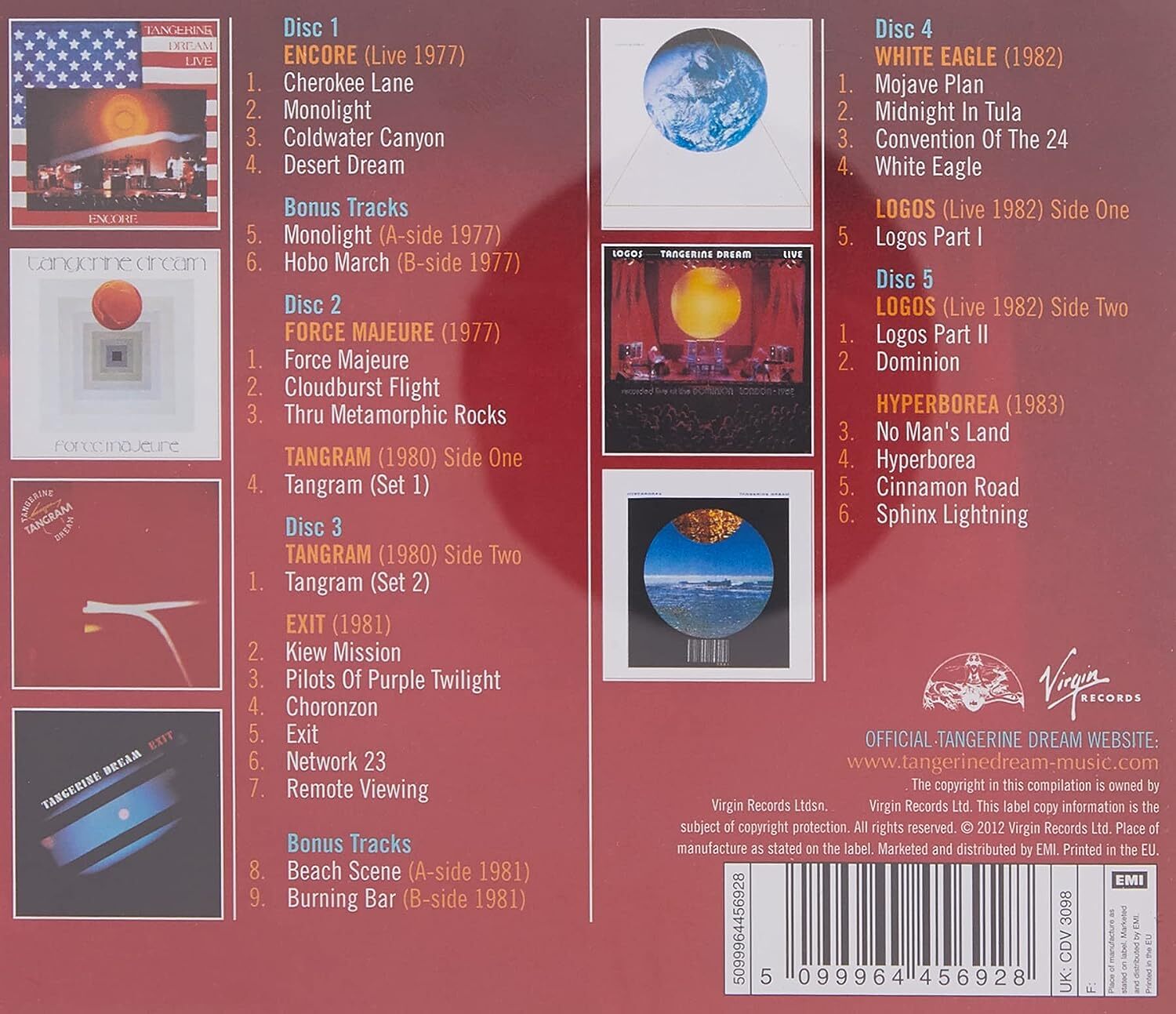 Tangerine Dream The Virgin Years 19771983 (CD) Box Set 5099964456928