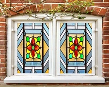 3D Red Petals 266NAO Window Film Print Sticker Cling Stained Glass UV Block Fay