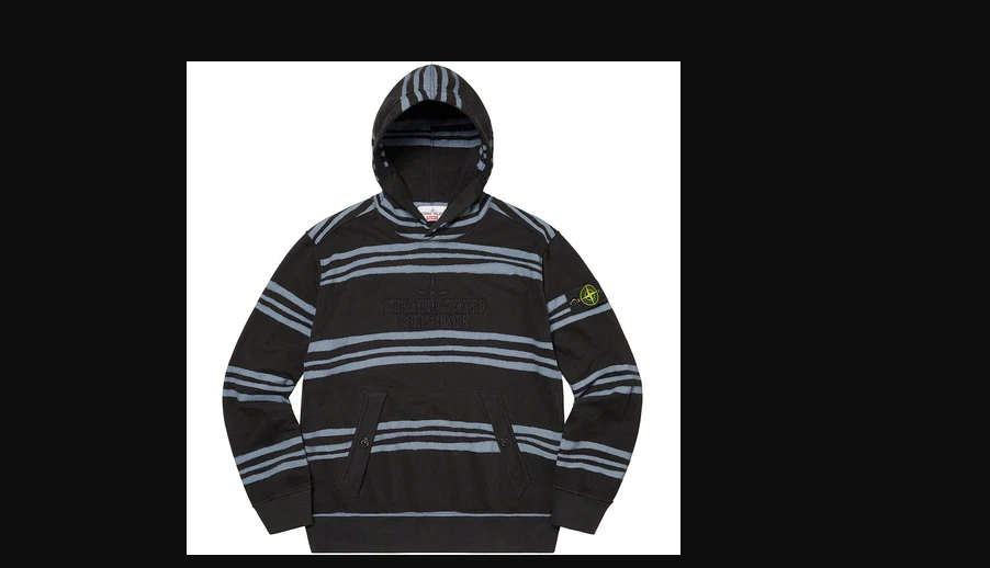 Supreme X Stone Island Wrap Stripe Hoodie Black XL