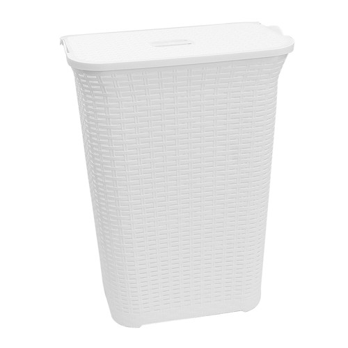 75L Laundry Hamper Storage Linen Clothes Washing Basket Lid Plastic Rattan Style - Picture 4 of 4