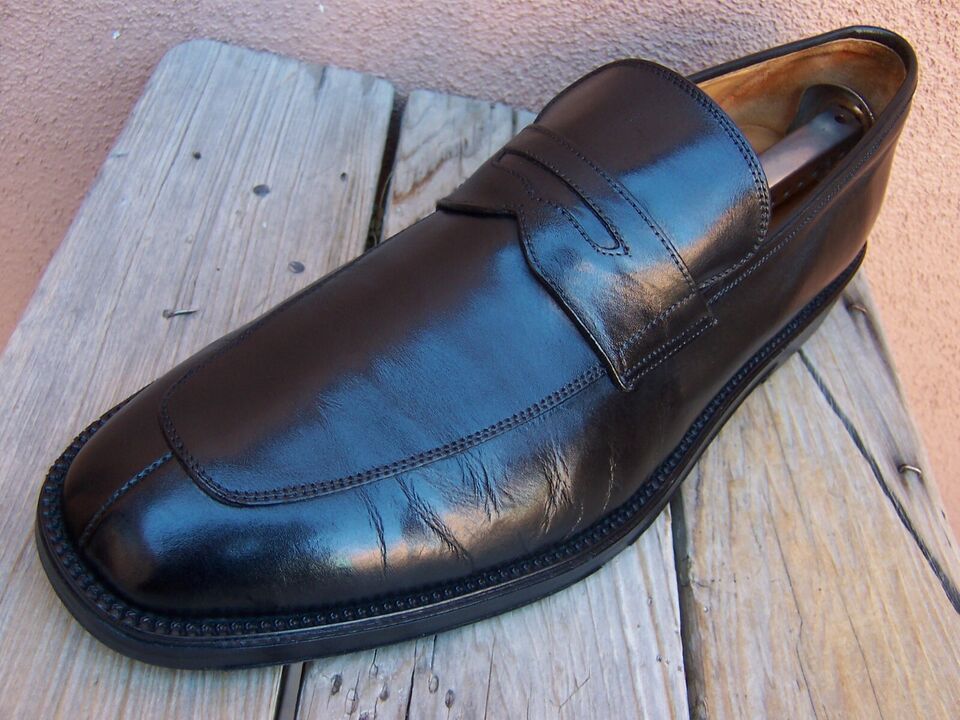 BROOKS BROTHERS Mens Casual Dress Shoes Black Leather Penny Loafers ...
