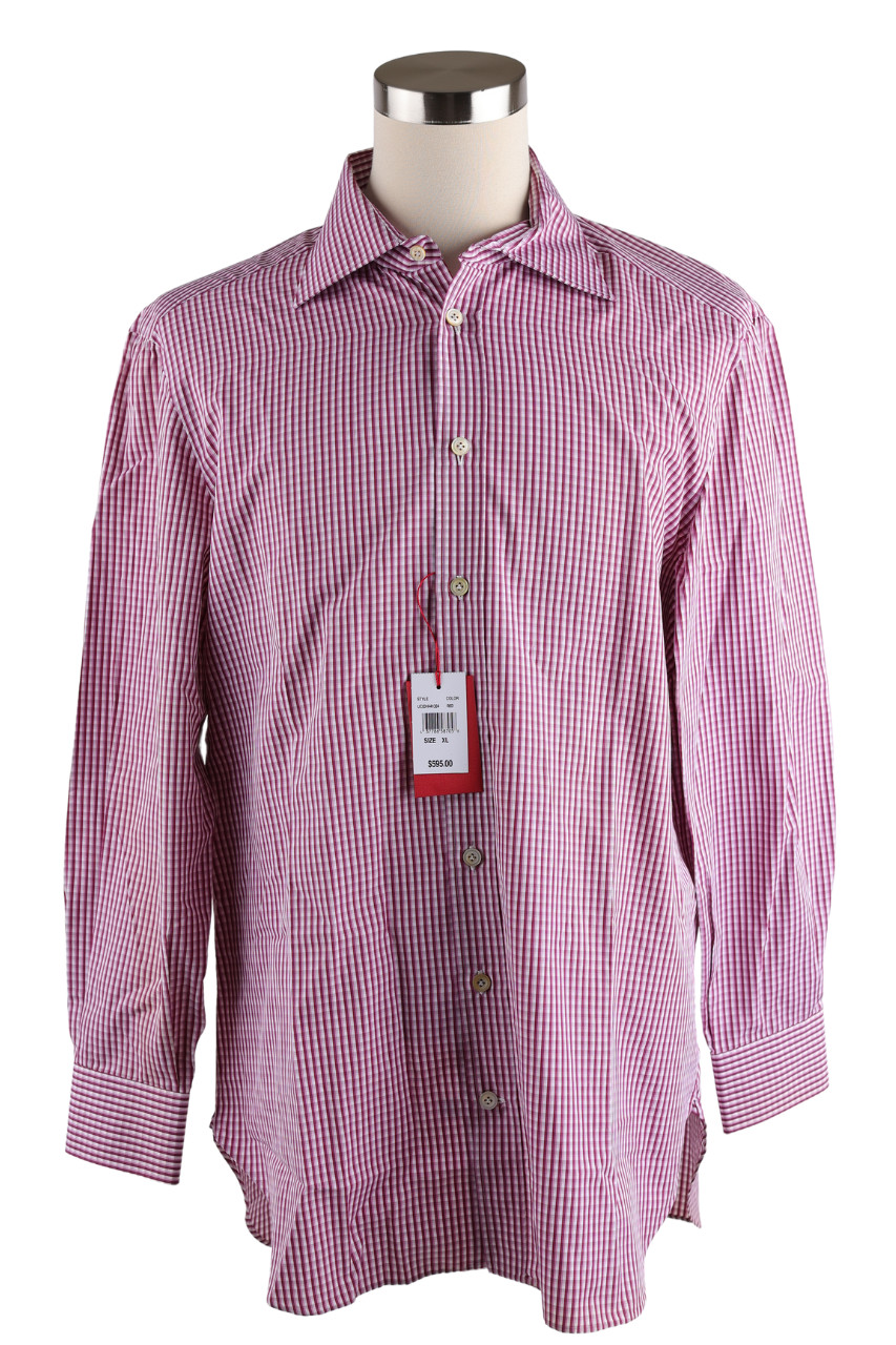 $595 Kiton Checkered Button-Down Long Sleeves Shi… - image 1
