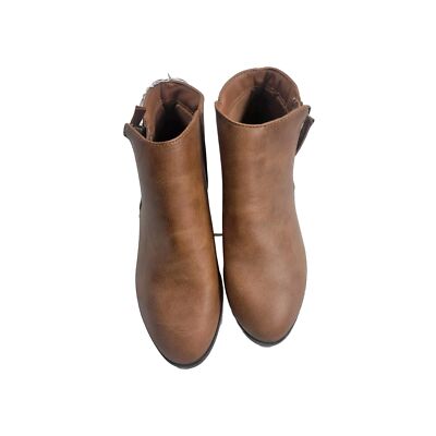 Cat & Jack Jani Cognac Brown Fashion Ankle Boots Girls Size 4 with Side Zipper