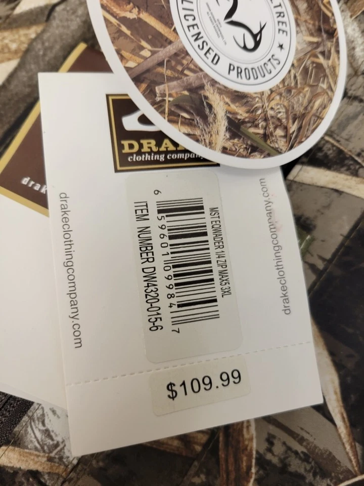 New with tags Drake Waterfowl MST EQWADER Max 5 1/4 ZIP wind, water resist 3XL - Image 4 of 4