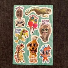 Anamorphic Big Bug Eyed Animals Stickers 4 Sheets - Dog Cat Fish Birds Turtle