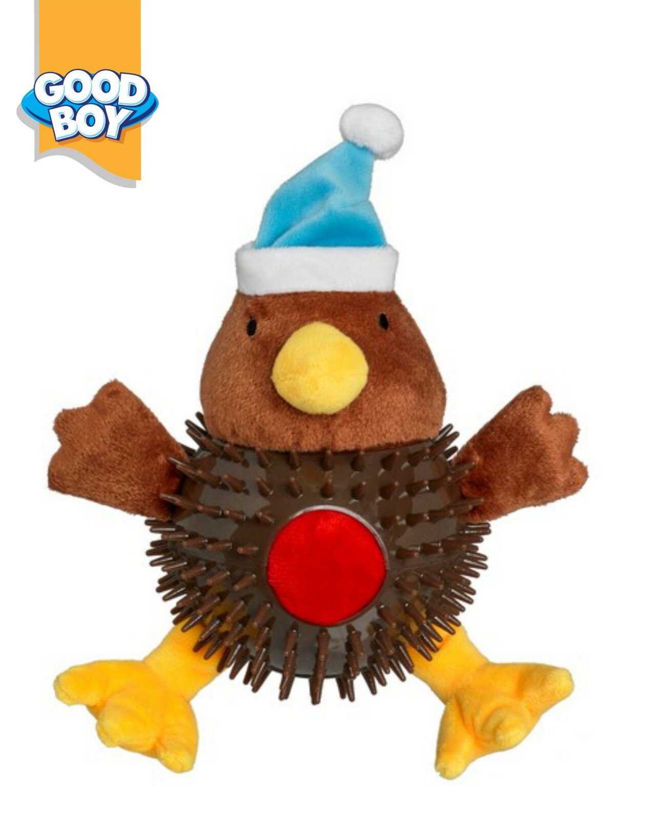 GOODBOY MULTI TEXTURED BOBBLE BALL ROBIN DOG PUPPY SQUEAKY TOY BALL 12CM