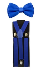 Unisex Clip-on "Royal Blue" Bow tie & Suspender Set
