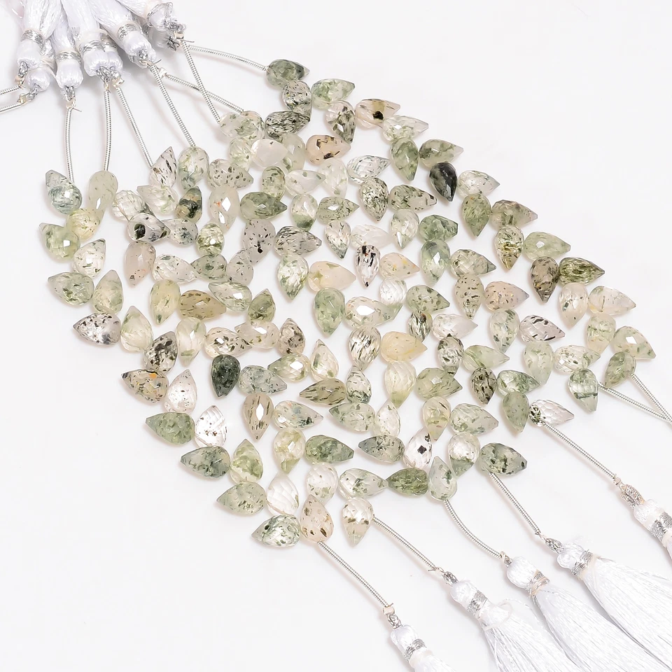 Rutile Moss Agate Gemstone Teardrop Faceted Beads 10X6 mm Strand 1822 Pcs EB779 - Image 2 of 4