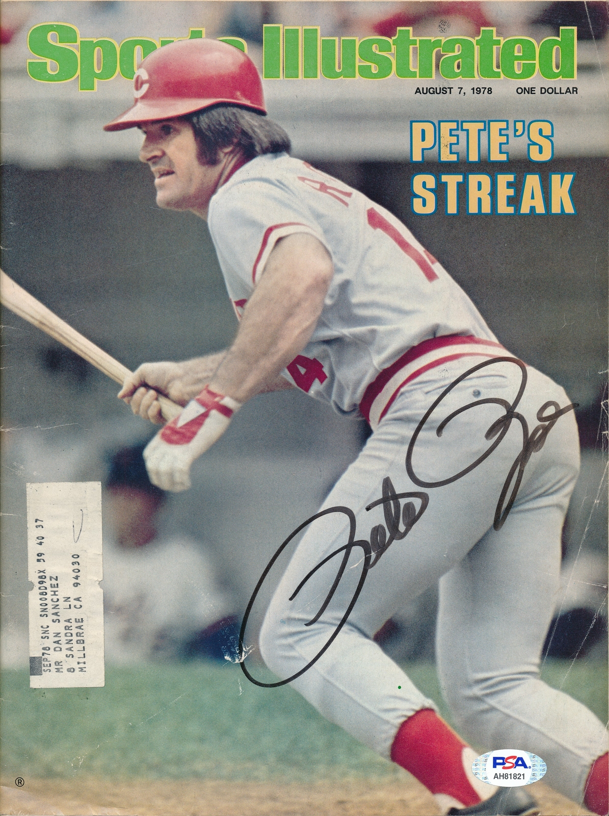 Pete Rose Autographed Signed 8/7//78 SI Magazine Autograph Auto PSA/DNA AH81821 