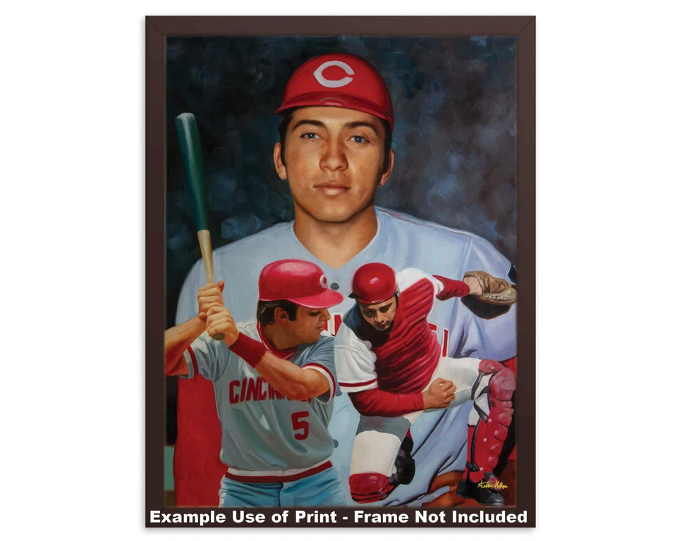 Johnny Bench Cincinnati Reds MLB Baseball Catcher Painting Wall Art Print 1AM3 - Image 2 of 4