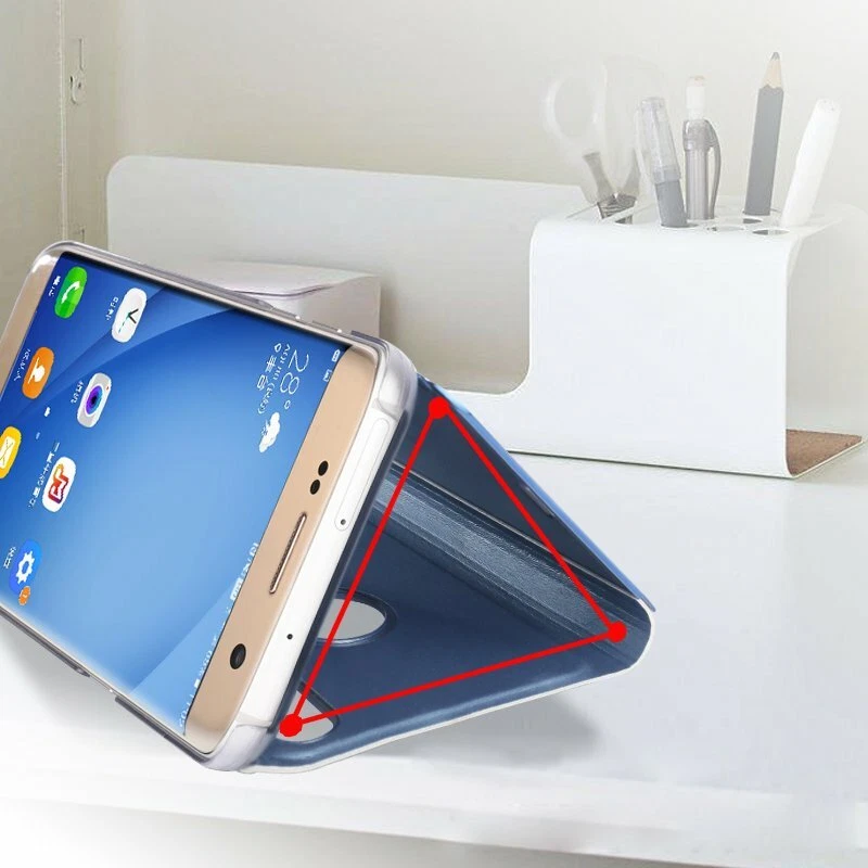 Funda abatible con soporte de visión transparente inteligente con espejo para iPhone 13 14 15 16 Pro Max 12 11 7 8 Foto 4 de 4