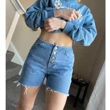 Vintage London Jean cut off shorts w/ no waistband, no back pockets, size 6