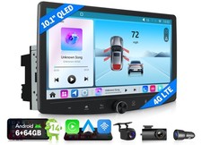 Double DIN 10.1" QLED 6+64 Android 14 Car Stereo Radio CarPlay GPS System 4G LTE