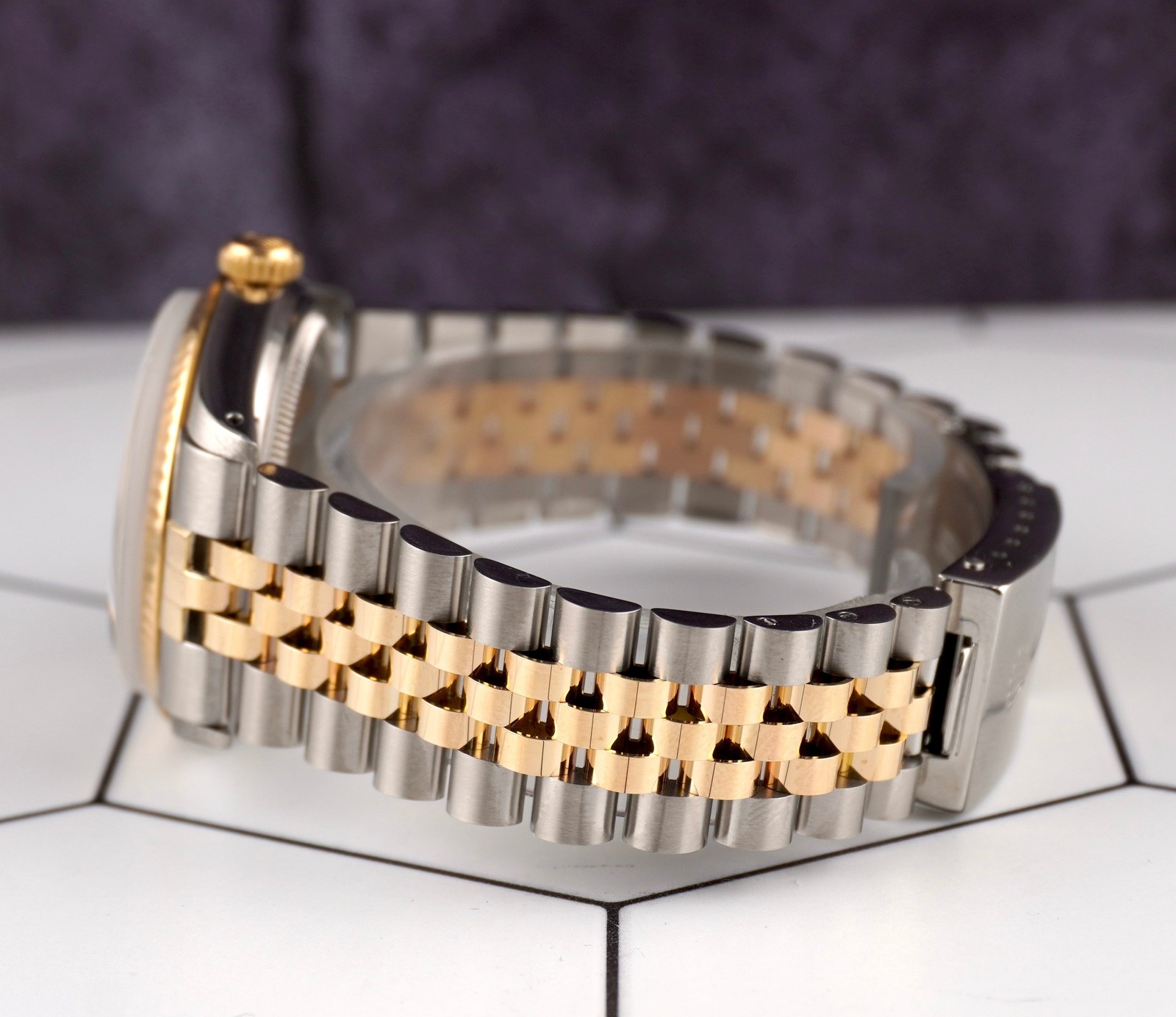 Rolex Datejust 36mm Yellowgold Scanalata Bianco Diamond Quadrante Orologio 16013 foto 3