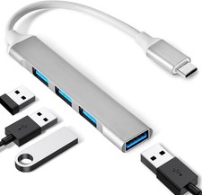 4 Ports USB C to USB Hub, Aluminum Type C to USB A 3.0 Adapter, Plug and Play US