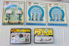 Vintage HO Train Supplies, Exxon Signs, Lighted Lamposts, People, Scenic Accent
