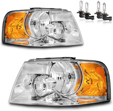 2003-2006 Ford Expedition Headlight Assembly Chrome Amber Reflector Left Right