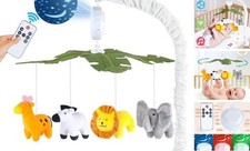 Baby Crib Mobile with Music and Lights, Mobile for Crib with Remote Green