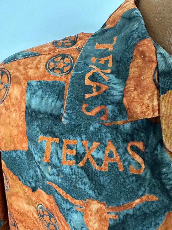 Texas Longhorns Shirt Men XL Moon Dog Austin Football Handmade Batik Hawaiian - Image 4 of 4