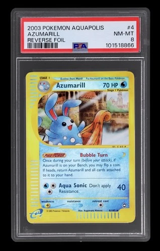 💧 Low pop! PSA 8 AZUMARILL #4/147 REVERSE FOIL 2003 POKEMON AQUAPOLIS