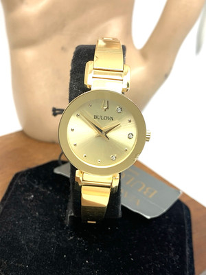 Bulova Women's Watch 97P164 Marc Anthony Quartz Bangle Petite Diamond Gold Dial