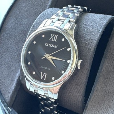Citizen Women's Watch EM0891-58E Eco Drive Black Dial Silver Stainless